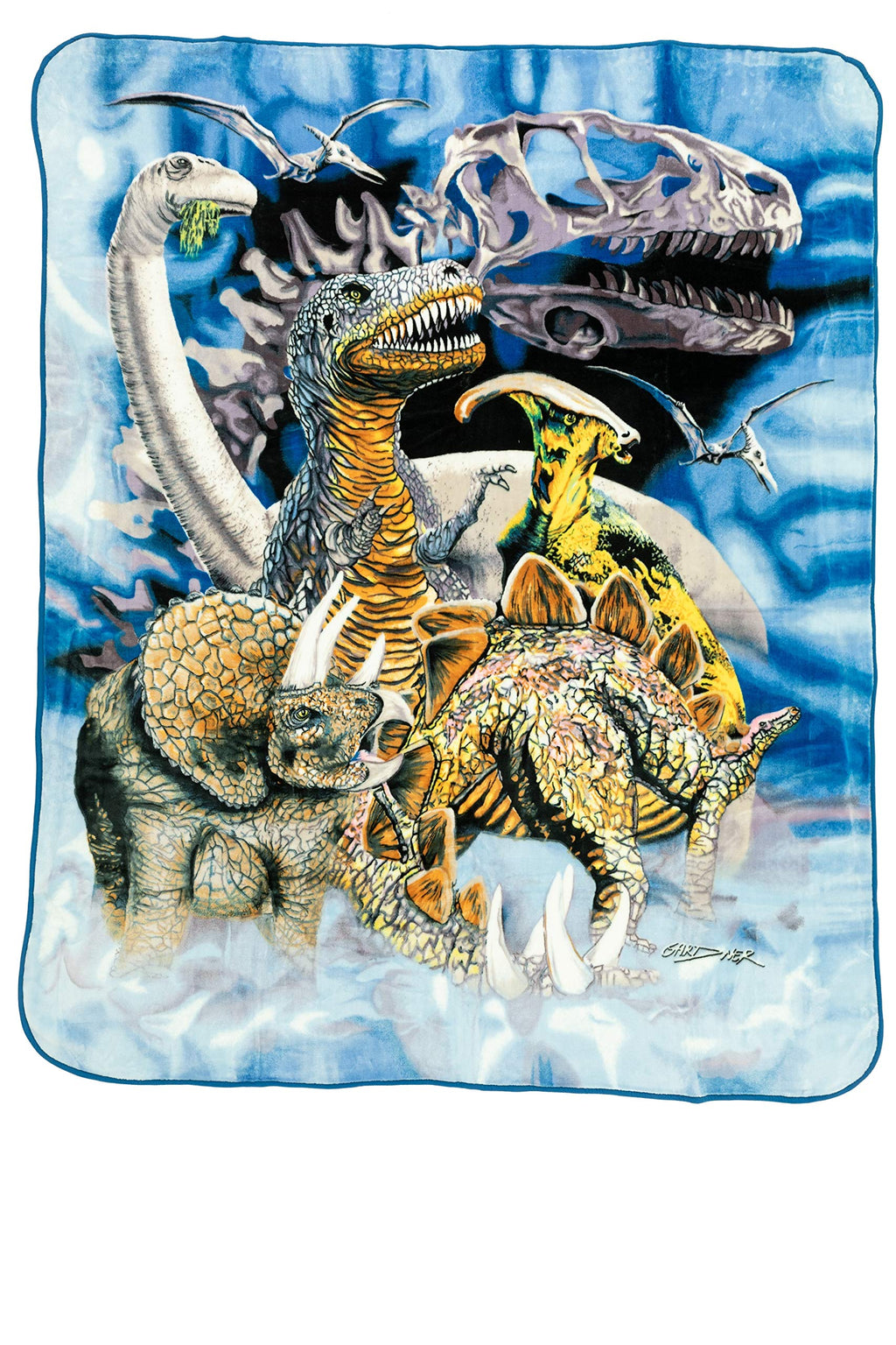 Crover Plush Raschel Mink Blanket Dinosaur 100% Polyester Queen Size 79''X95''