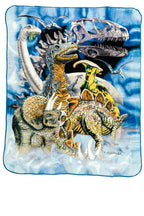 Crover Plush Raschel Mink Blanket Dinosaur 100% Polyester Queen Size 79''X95''