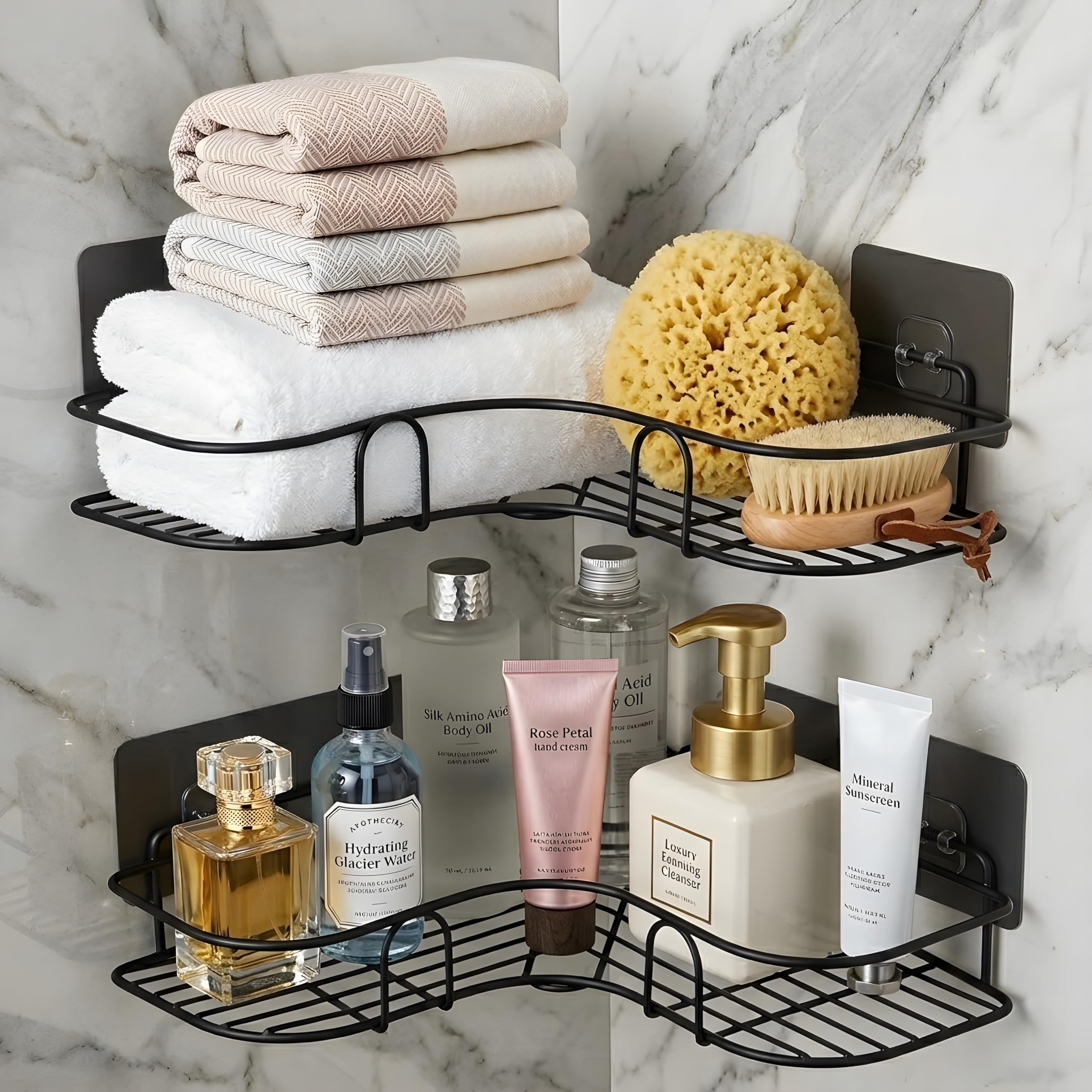 Raymox Pack Of 1 SelfAdhesive Shelf/Storage Organizer For Bathroom And Kitchen Corner Wall Mounted Rack Shelf Bathroom Accessor