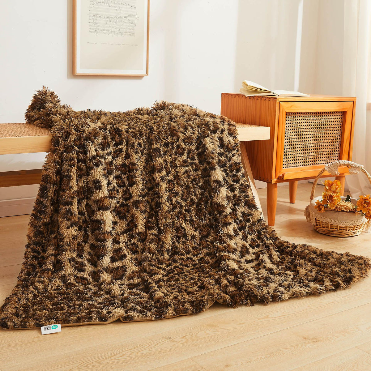 Xege Luxury Faux Fur Leopard Print Throw Blanket, Soft 50X60 Cheetah Print Fluffy Blanket Throw, Shaggy Plush Decorative Couch B