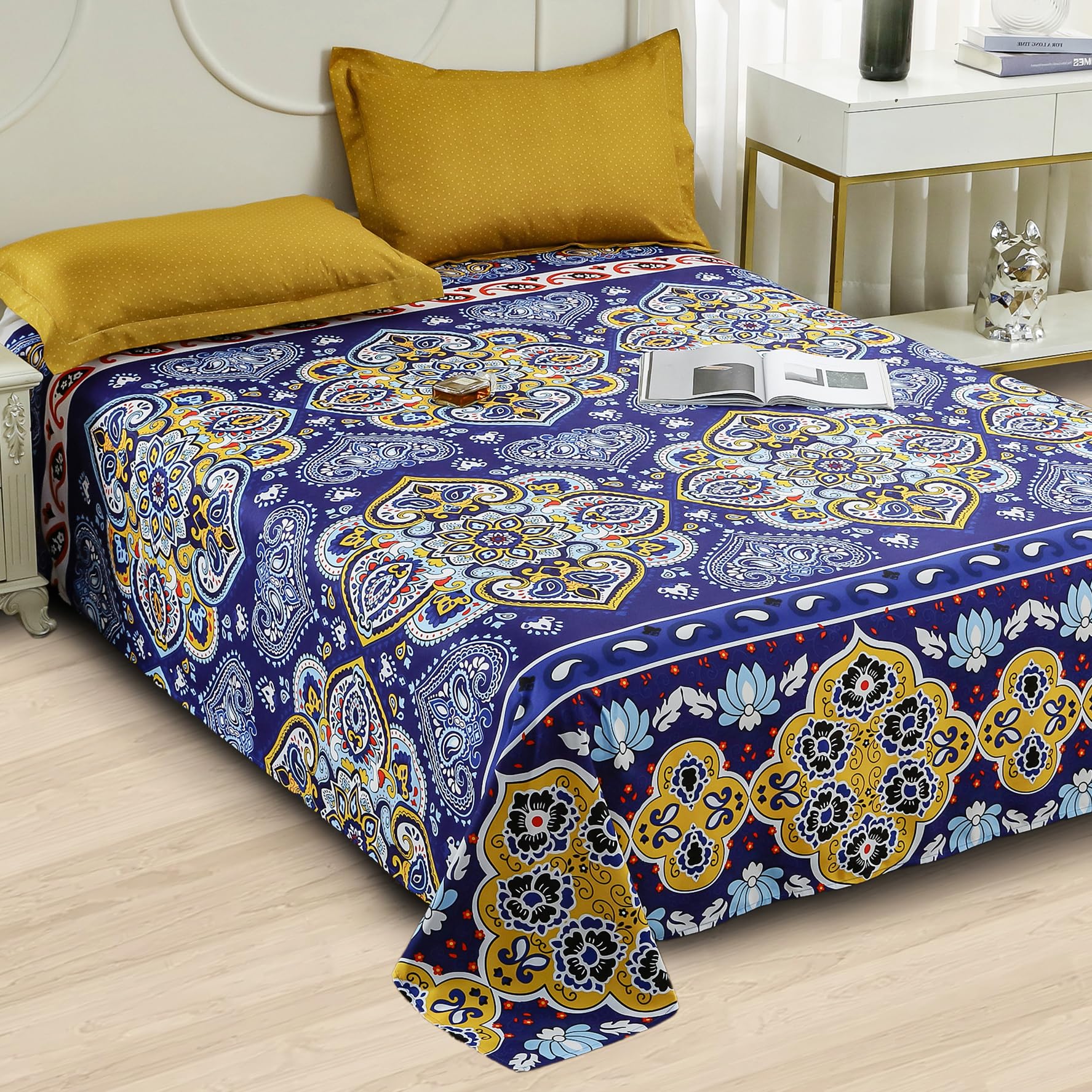 Story@Home Bedsheet For Double Bed Queen Size 240Tc Satin Finish, Microfiber Double Bed Bedsheet, 225X250Cm With 2 Pillow Covers