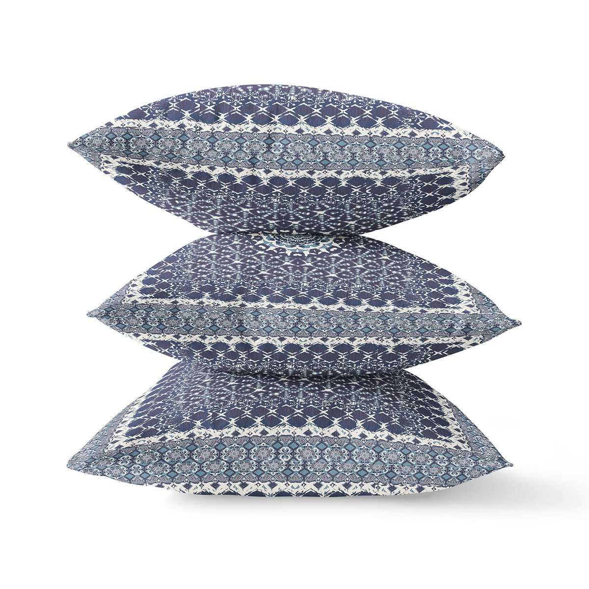 HomeRoots Sea Green Red 20â€ Indigo Blue Holy Floral Zippered Suede Throw Pillow
