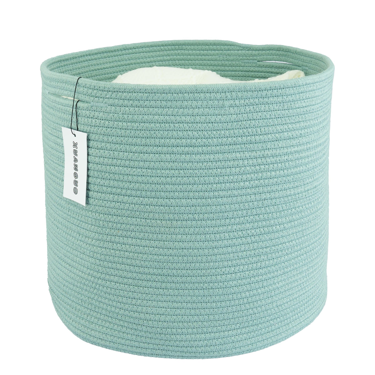 XUANGUO Cotton Rope Basket For Girls Boys Kids 16   X14    Baby Laundry Baskets Nursery Bin Round Woven Basket Organizer For Sto