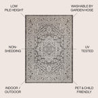 Jonathan Y Smb101D-9 Sinjuri Medallion Textured Weave Indoor Outdoor Area Rug Coastal Bohemian Rustic Glam Easy Cleaning Bedroom Kitchen Backyard Patio Non Shedding, 9 X 12, Gray/Black