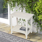 Shine Company Providence Rectangular Solid Wood Side Table, Outdoor Adirondack Patio Table, Eggshell White