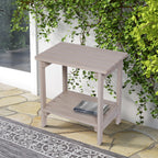 Shine Company Providence Rectangular Solid Wood Side Table, Outdoor Adirondack Patio Table, Graystone