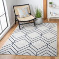 SAFAVIEH Adirondack Collection Area Rug - 4 Square, Light Grey & Navy, Modern Geometric Design, Non-Shedding & Easy Care, Ideal