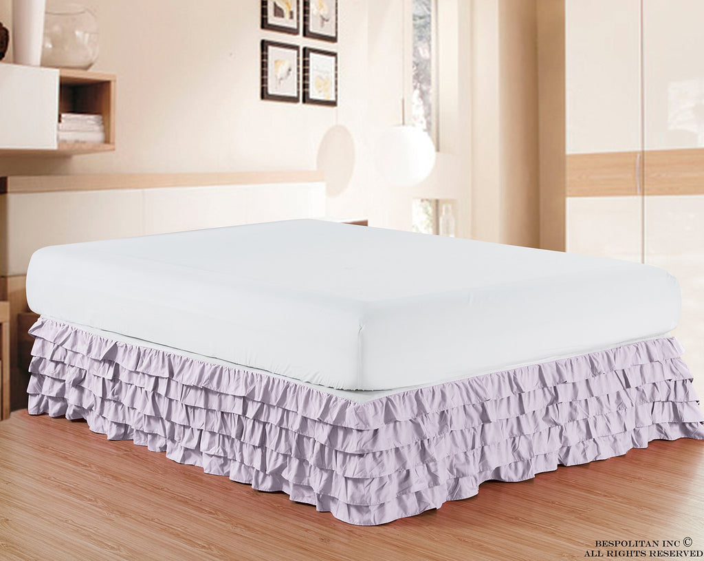 Elegant Comfort Luxurious Premium Quality 1500 Thread Count Wrinkle And Fade Resistant Egyptian Quality Microfiber Multi-Ruffle Bed Skirt - 15Inch Drop, King, Lilac/Lavender