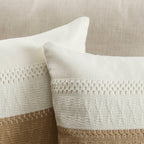 Zeemart 2 Packs Cotton Boho Throw Pillow Covers 24X24 Inch Contrast Brown, Soft Farmhouse Decorative Couch Pillow Cases Neutral Cushion Covers For Sofa Bed Living Room Home Decor