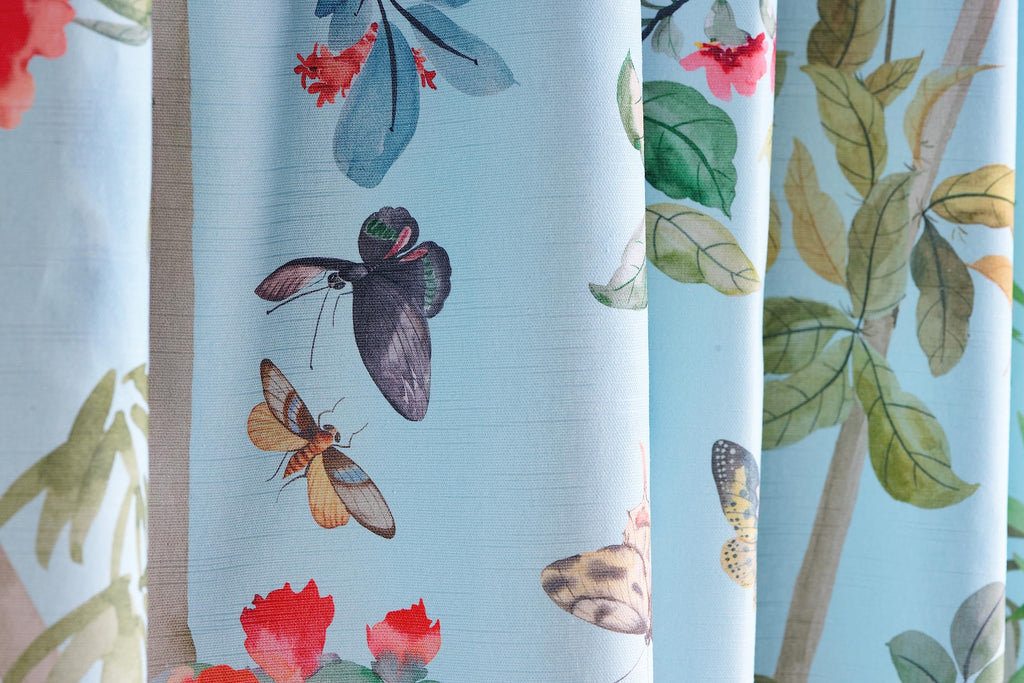 Maison D' Hermine 100% Cotton Curtain Bamboo Pastel Blue Two Panel Curtains For Living Rooms Bedrooms Offices Tailored With A Ro