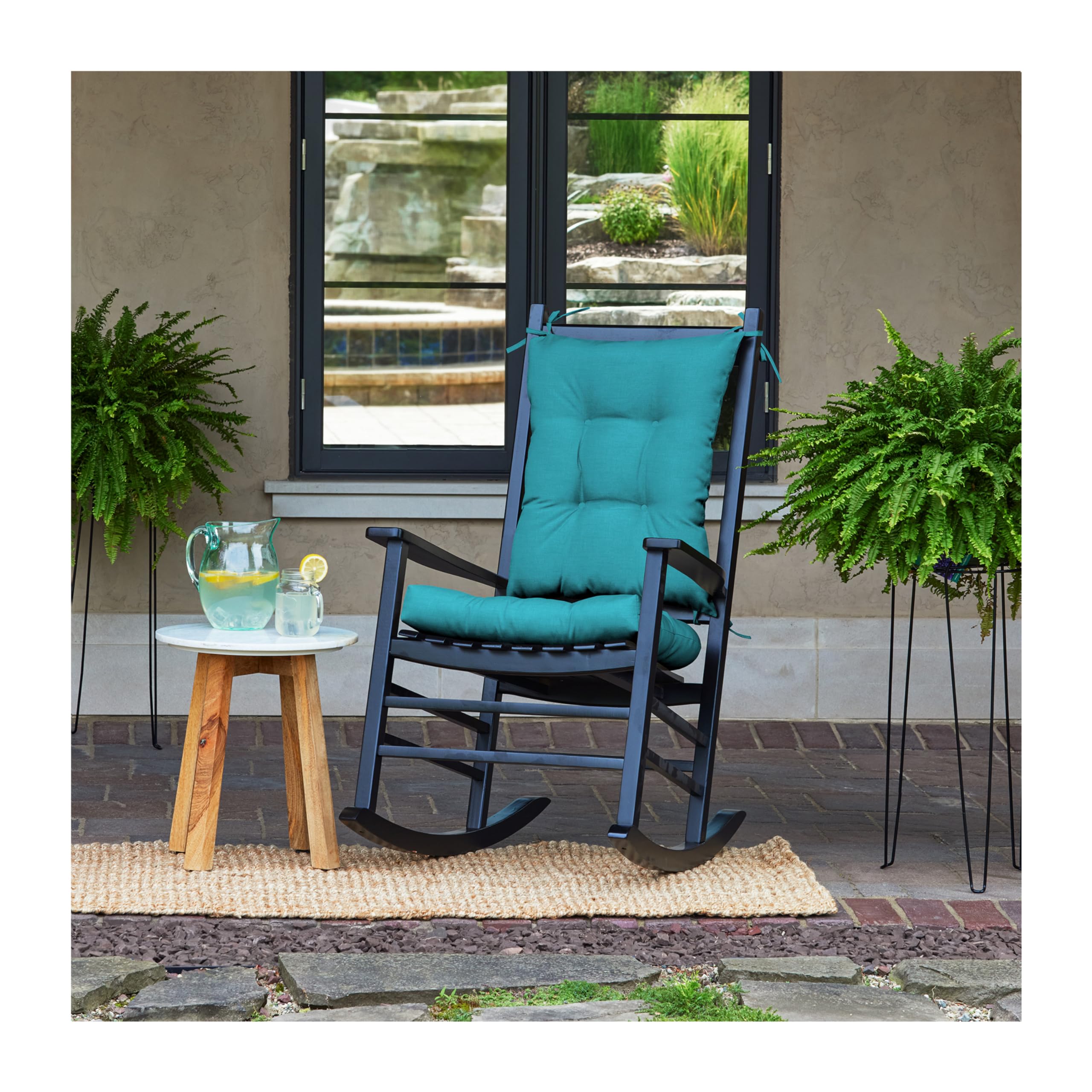 Arden Plush Indoor/Outdoor Rocking Chair Cushion Set, 18 X 20, Water Repellent, Fade Resistant, Tufted Cushion For Rocking Chair