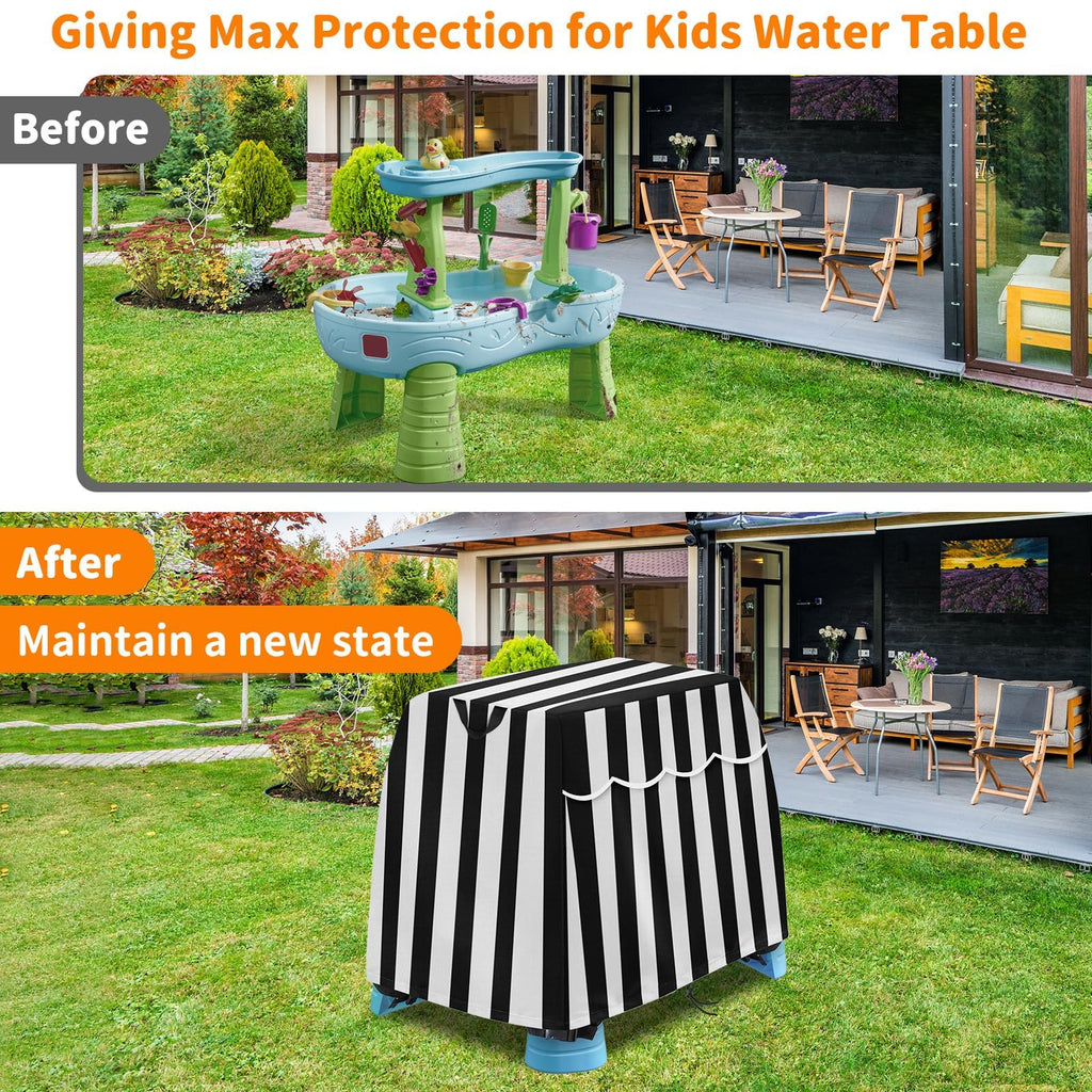 Akefit Kids Water Table Cover Fit Rain Showers Splash Pond Water Table, Waterproof Dustproof Outdoor Toys Cover For Water Table For Toddlers 1-3 - Black White (Cover Only)