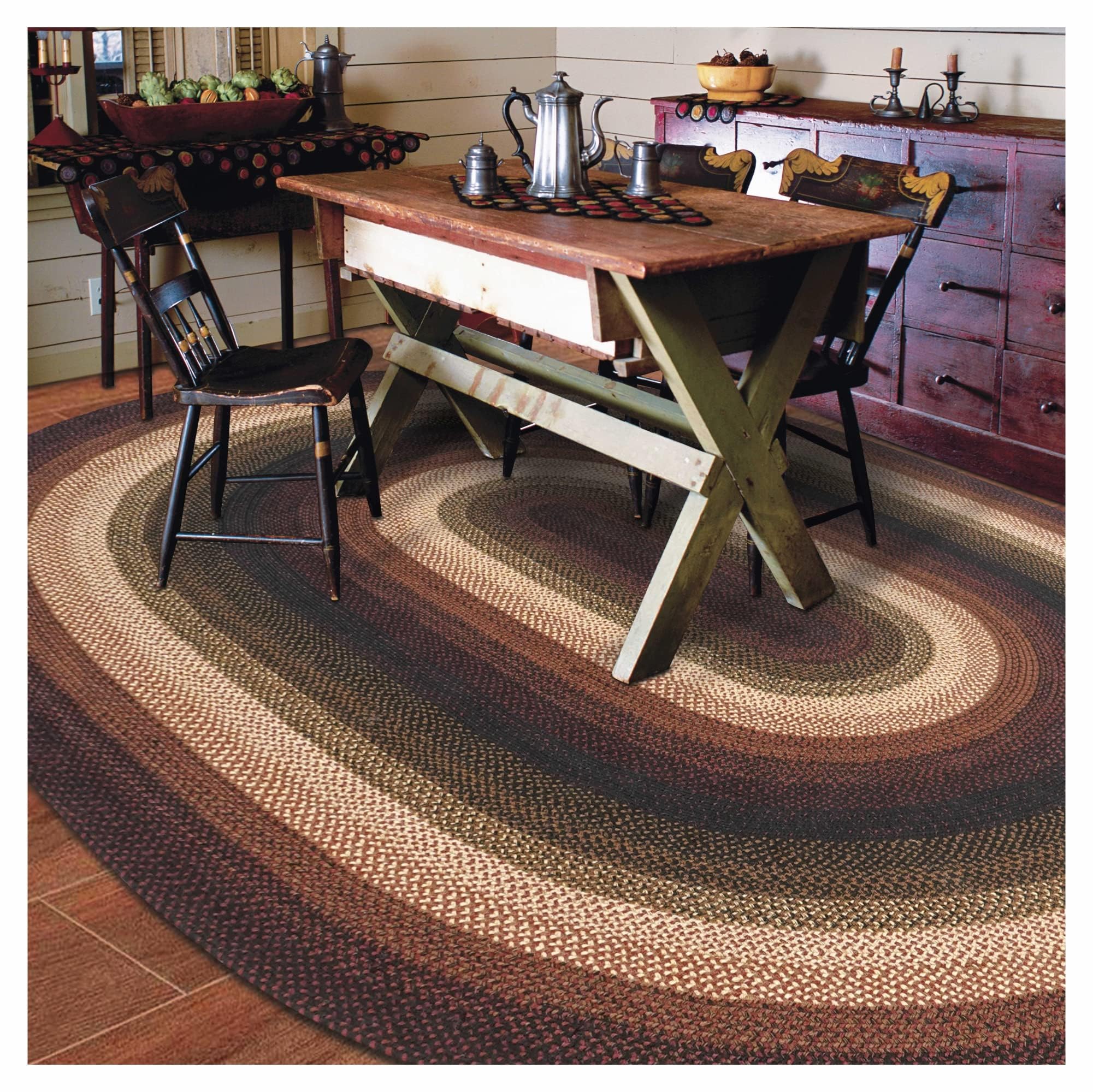 Homespice Prescott Jute Black Braided Rugs 5x8 Oval for Living Room, Bedroom Rug and Dining Room. Pet Friendly. Decor Styles- F