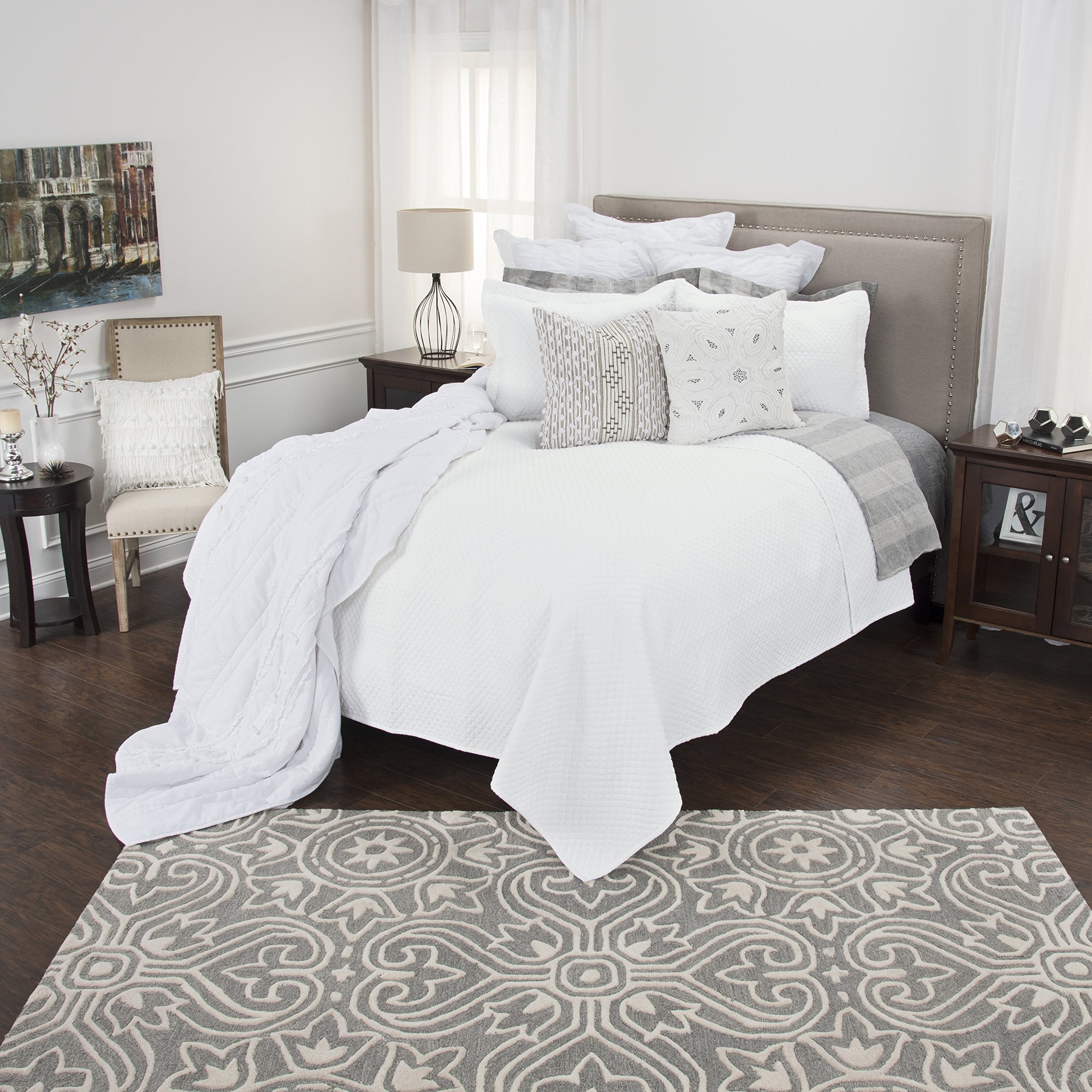 Rizzy Home | BQ4521 | Cotton King Sham | 20"x36" White/Neutral/ Solid