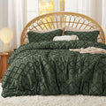 Bedsure King Size Comforter Set - Olive Green Comforter, Boho Tufted Shabby Chic Bedding Comforter Set, 3 Pieces Farmhouse Bed S