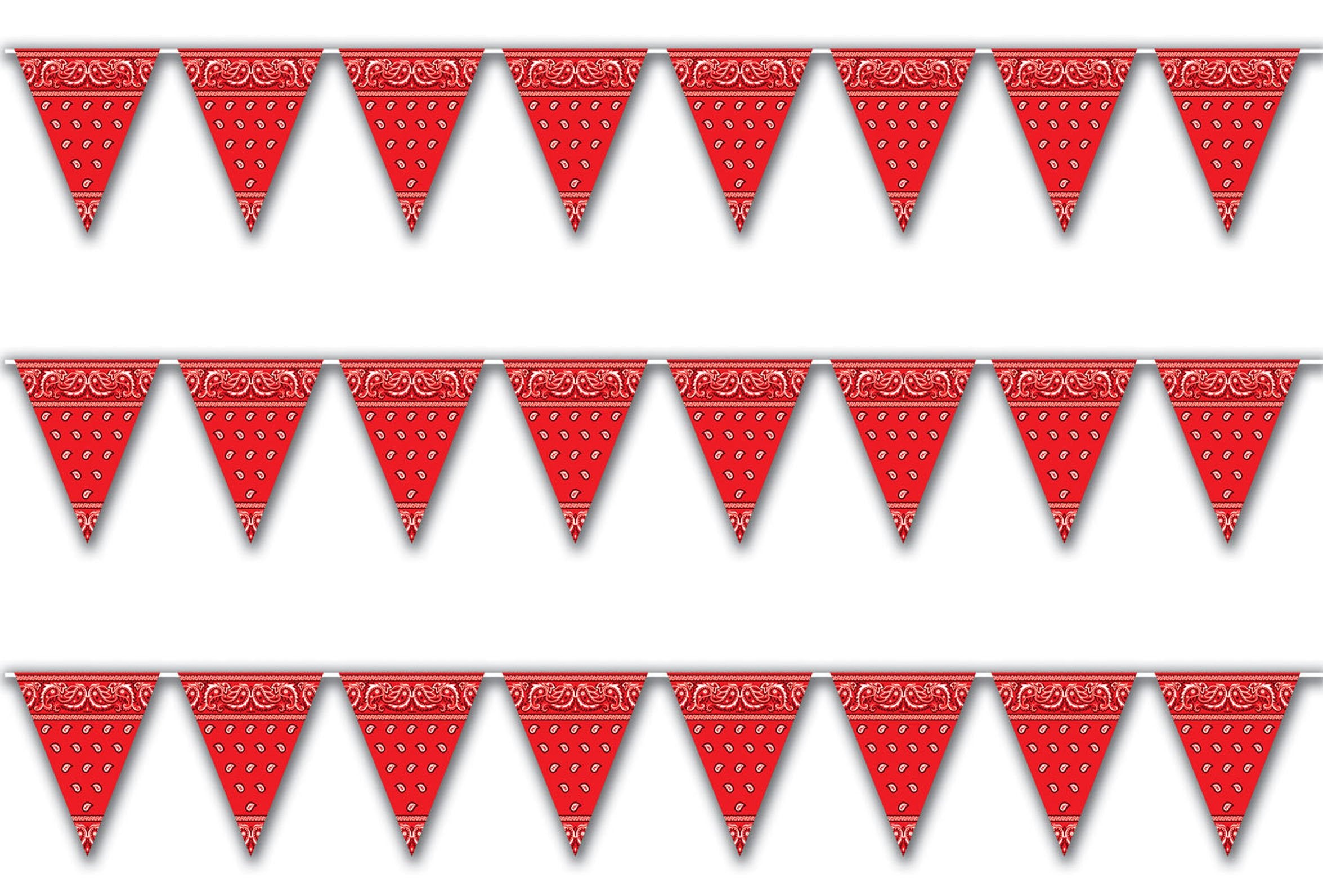 Beistle Red Bandana Pennant Banner Pack of 3