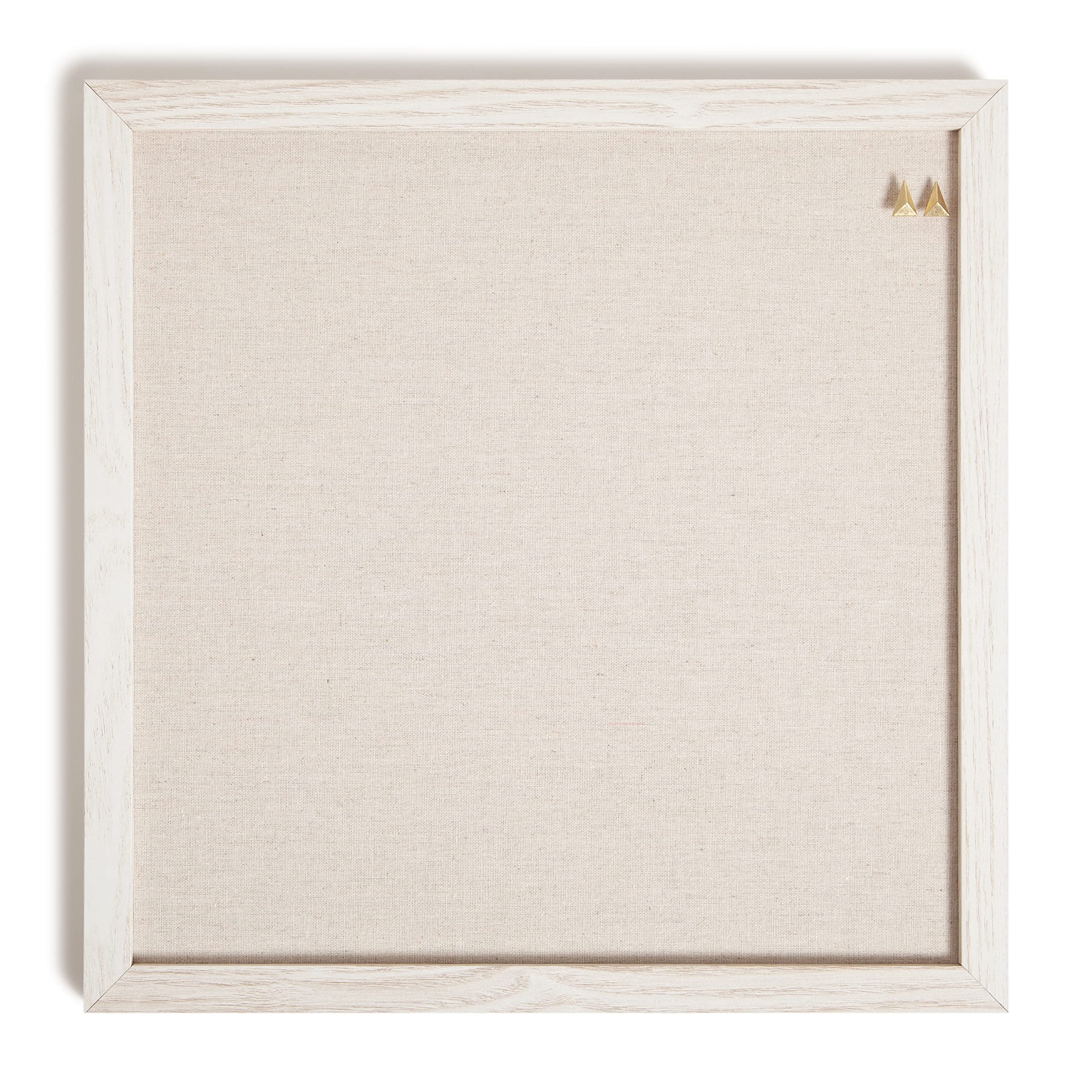 U Brands Rustic Linen Bulletin Board, 14'X14', White Wood Style Frame, Industrial Grade Pinning Surface, Includes Push Pins