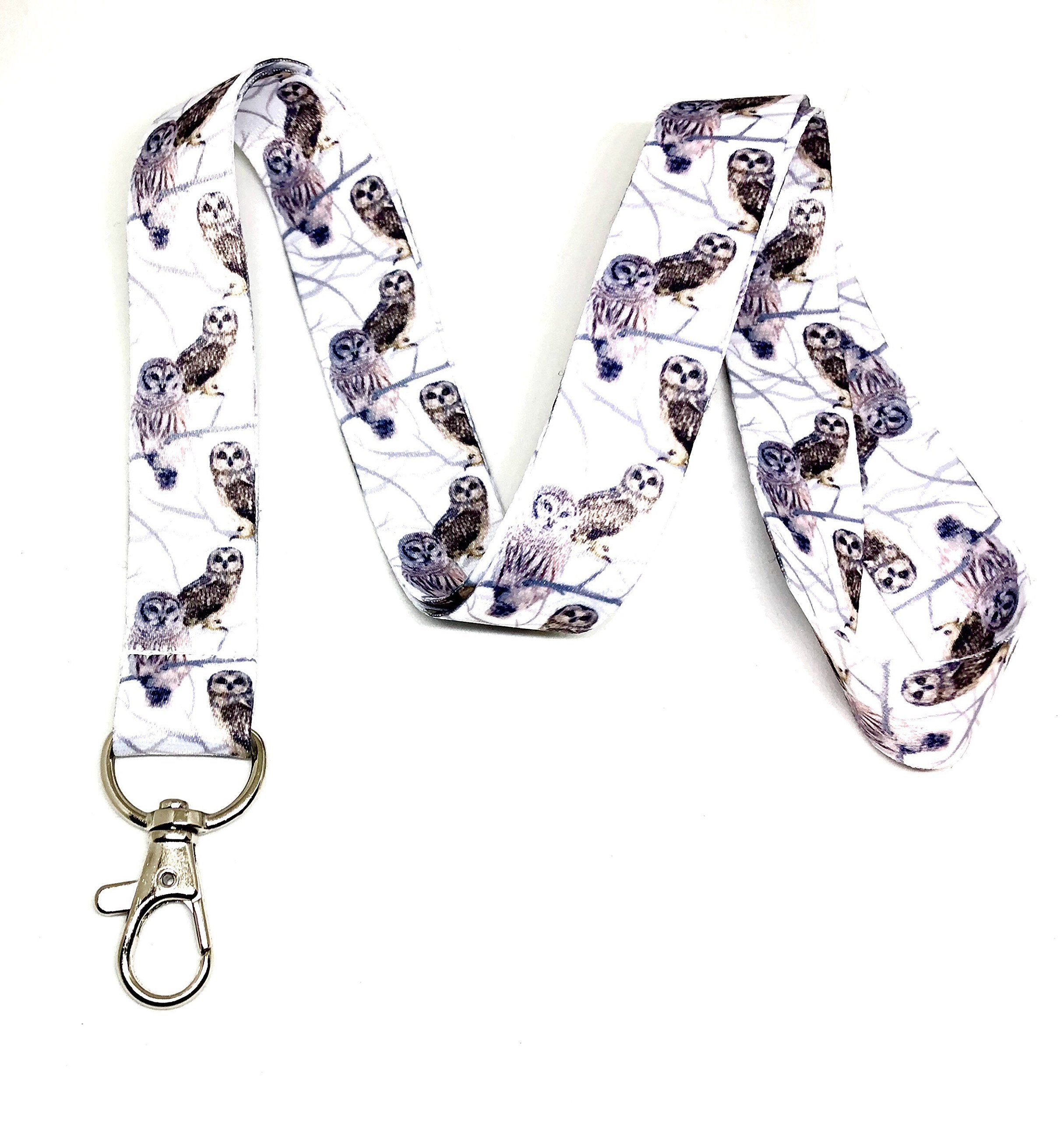 Snowy Owls Print Lanyard Key Chain Id Badge Holder