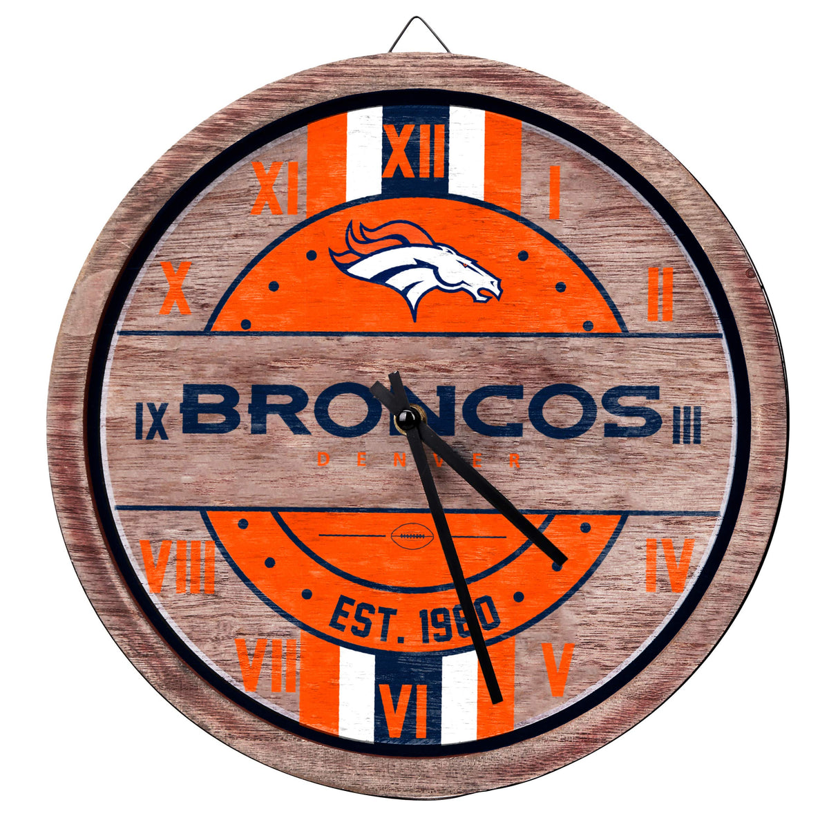 FOCO Denver Broncos NFL Barrel Wall Clock