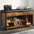 Astimey Shoe Bench, Lift Top Shoe Storage Bench, Adjustable Shelf Entryway Bench, Metal And Wood Shoe Rack Organizer With Cushion For Entry, Bedroom, Closet, Living Room, Hallway (Brown, 35.5“W)