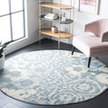 SAFAVIEH Adirondack Collection Area Rug - 67 Round, Grey & Ivory, Floral Glam Damask Distressed Design, Non-Shedding & Easy Car