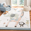 SAFAVIEH Carousel Kids Collection Area Rug - 9 x 12, Ivory, Animal Design, Non-Shedding & Easy Care, Ideal for High Traffic Ar