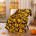PAVILIA Halloween Throw Blanket for Couch | Orange Pumpkin Fall Fleece Blanket | Soft, Plush, Warm Black Fall Cabin Throw, 60x80