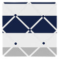Navy Blue, Gray and White Fabric Memory/Memo Photo Bulletin Board for Stripe Collection