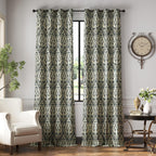 Jinchan 100% Blackout Curtains For Bedroom, Gray Damask Patterned Curtains 96 Inch Length For Living Room, Vintage Medallion Art Deco Drapes, Thermal Insulated Grommet Window Treatments, 2 Panels Grey