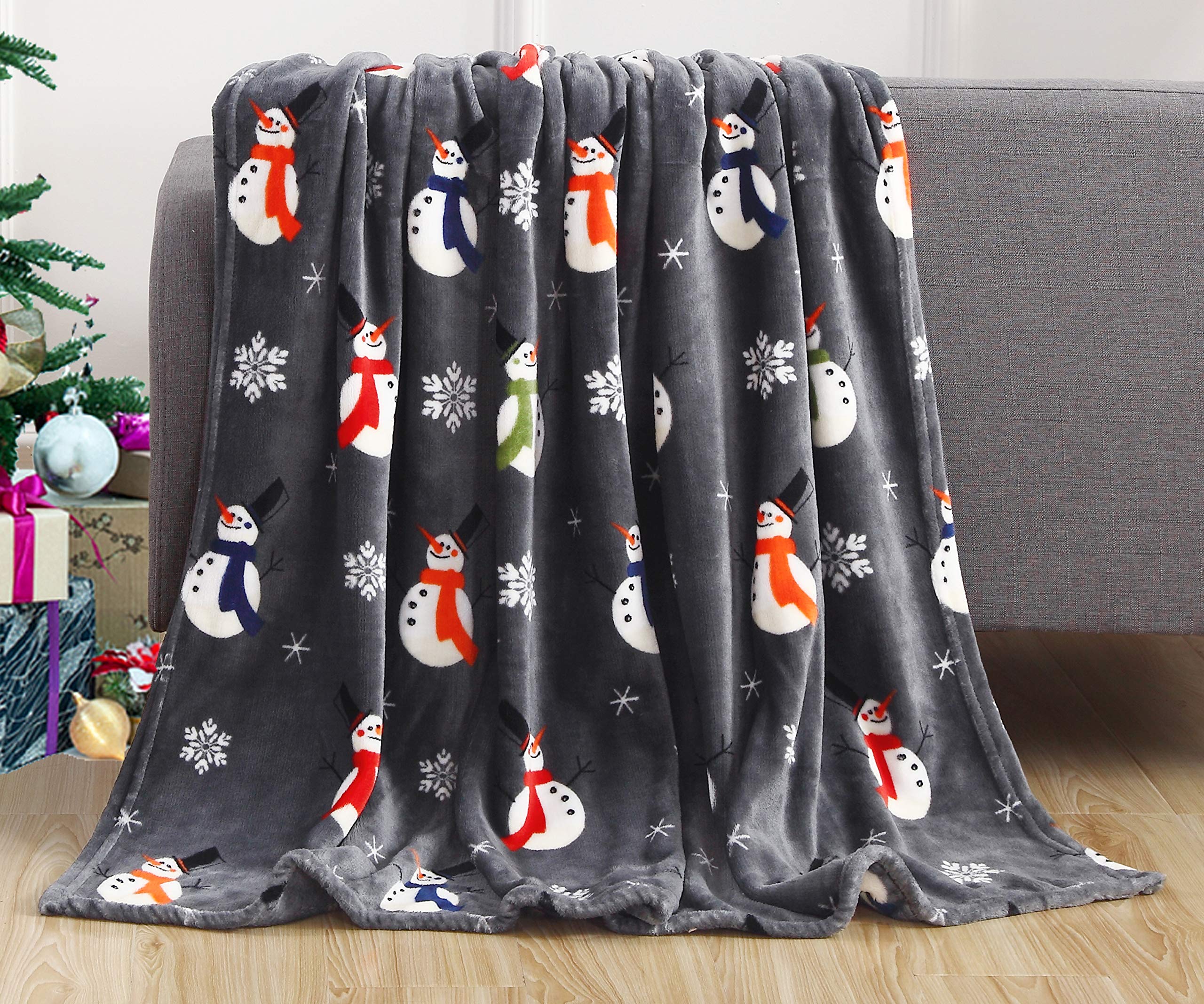 Elegant Comfort Luxury Velvet Super Soft Christmas Prints Fleece Blanket-Holiday Theme Home D  Cor Fuzzy Warm And Cozy Throws Fo