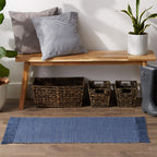 DII Woven Rugs Collection - Ribbed Reversible Cotton 2x3 ft, French Blue & Off-White, Model 6227