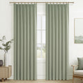 Sage Green Blackout Linen Curtains 90 Inches Long for Living Room Bedroom, Pinch Pleated Boho Light Drapes Viral Window Curtain 