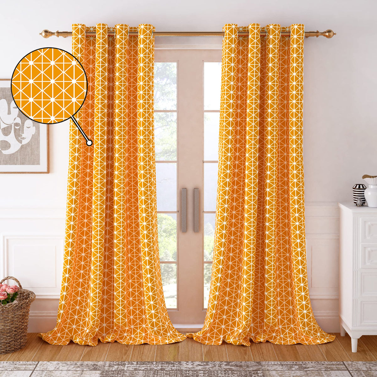Story@Home Door Curtains 7 Feet Long 4 Piece | Abstract Printed Cotton Curtain | Light Filtering Curtains | Curtain For Living R
