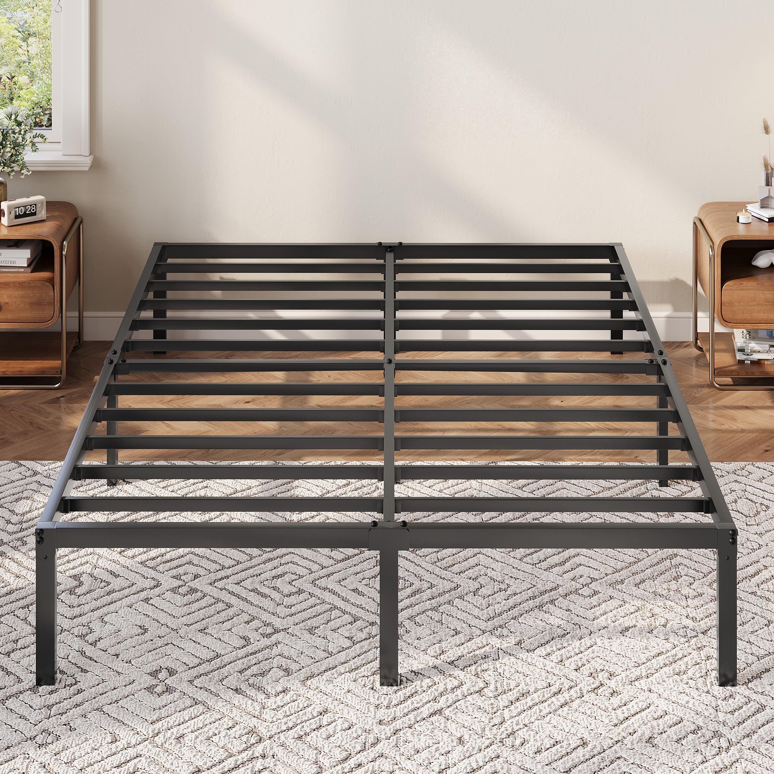Allewie Full Size Bed Frame, 12 Inch Metal Platform Beds with Storage Space, No Box Spring Required and Easy Assembly, Black