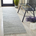 SAFAVIEH Rag Rug Collection Runner Rug - 23 x 9, Grey, Handmade Boho Stripe Cotton, Ideal for High Traffic Areas in Living Roo
