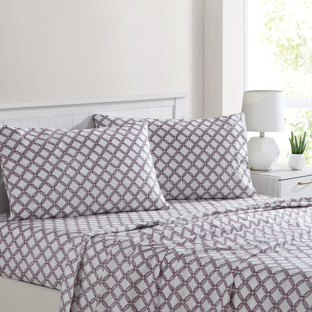 Modern Threads Printed 4-Piece Extra Soft Bedding Sheets & Pillowcase Set, Deep Pocket Up To 16 Inch Mattress Cara Cal King