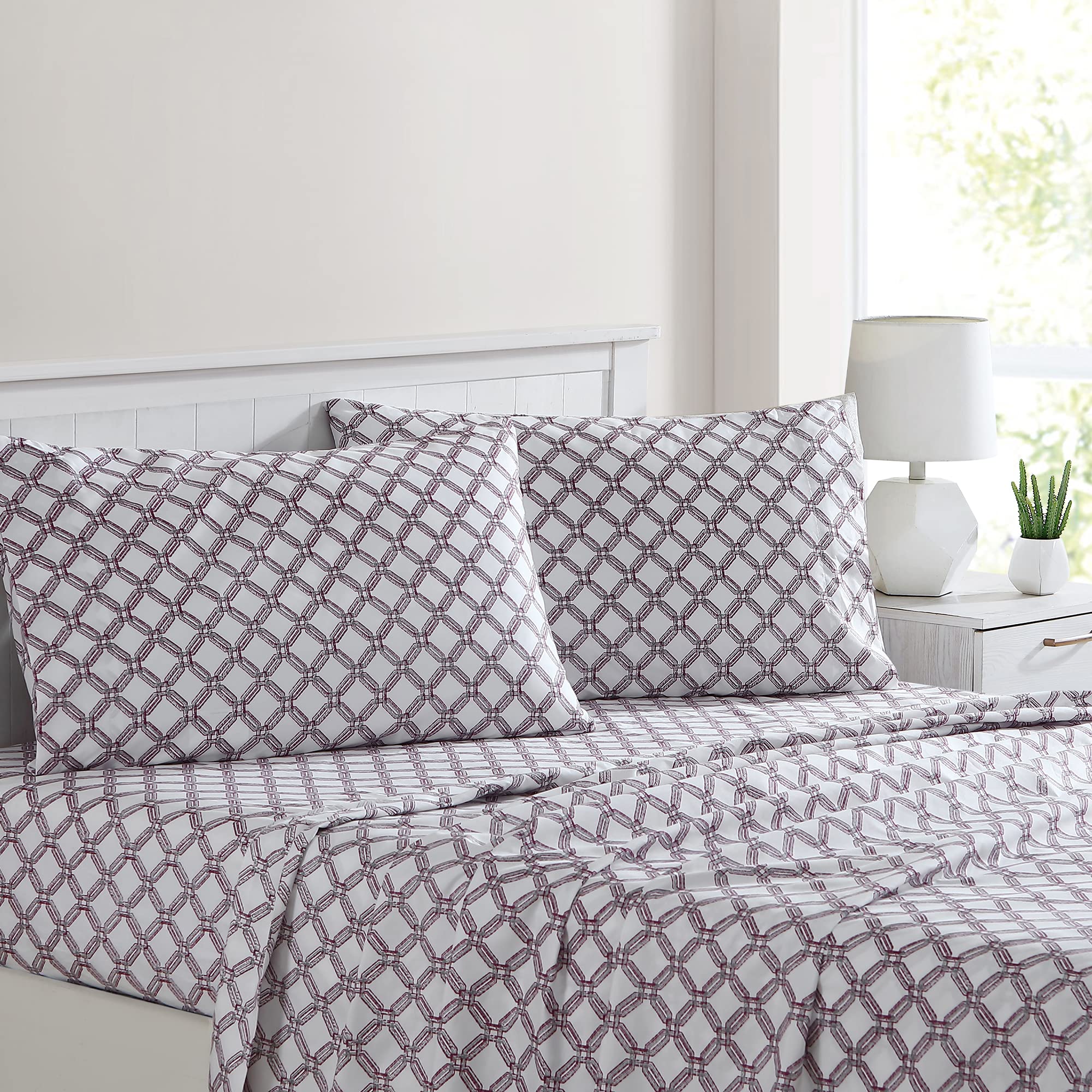 Modern Threads Printed 4-Piece Extra Soft Bedding Sheets & Pillowcase Set, Deep Pocket Up To 16 Inch Mattress Cara Cal King