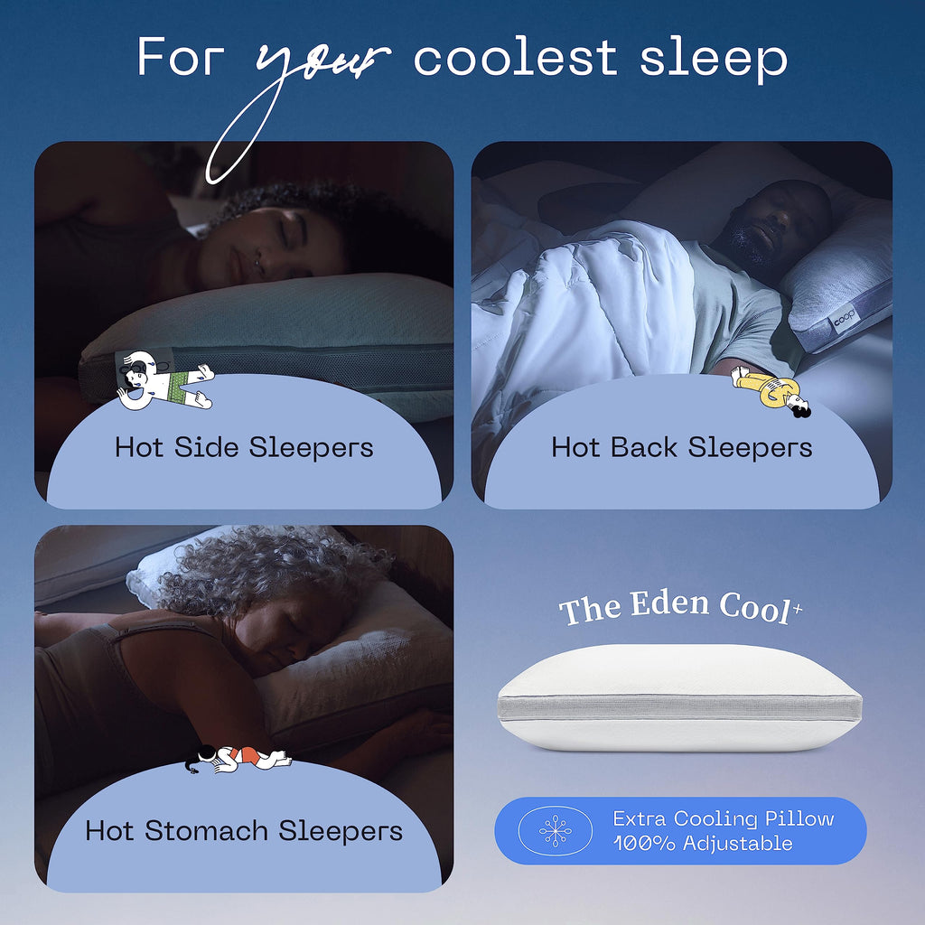 Coop Home Goods Eden Cool+ Adjustable Pillow, King Size Plus Shaped Memory Foam Pillows With Cooling Gel, Back, Neck Support, St