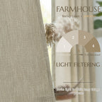 Jinchan Burlap Look Curtains 90 Inches Long Linen Textured Curtains For Living Room Light Filtering Farmhouse Curtains Rod Pocke