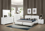 Coaster Home Furnishings Jeremaine Contemporary 5-Piece Bedroom Set Leatherette Upholstered California King Size Sleigh Bed Frame 40-inch Headboard White 300345KW-S5