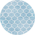 Unique Loom Trellis Frieze Collection Area Rug - Rounded (8' Round, Light Blue/ Ivory)