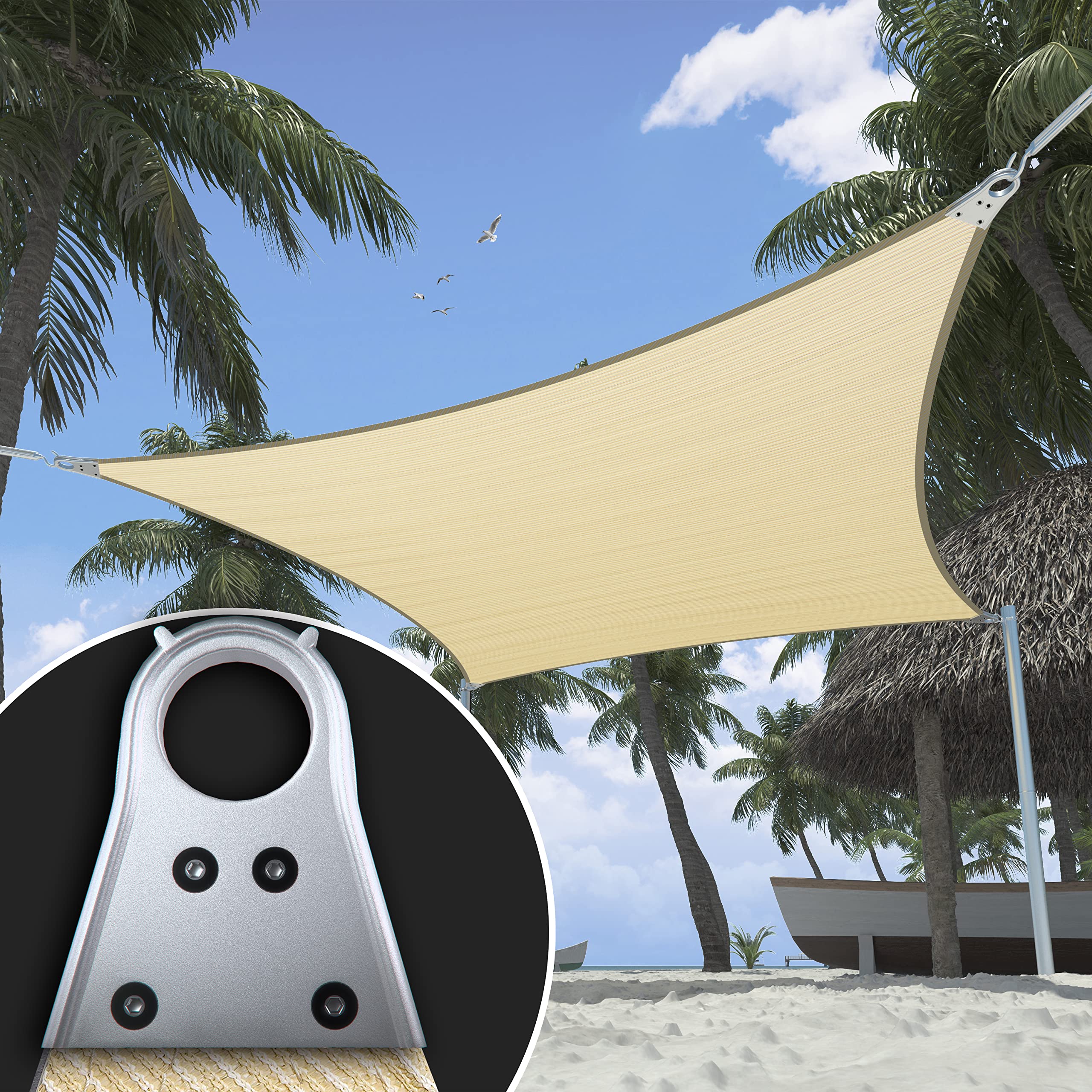 Shademart 22 ' X 32 ' Beige Shademart 6 ' X 6 ' Beige Sun Shade Heavy Duty Rectangle Shade Sail Super Ring Canopy Awning Shades