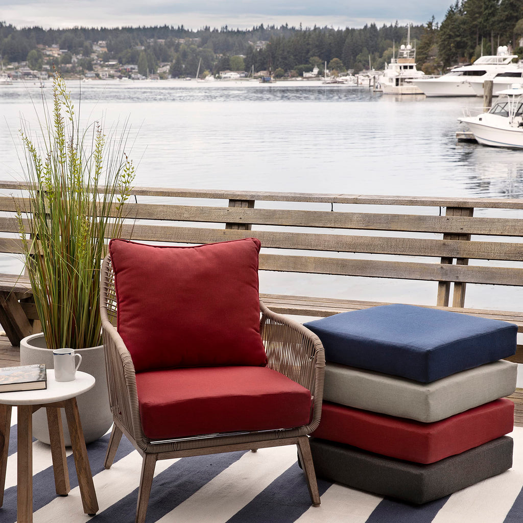 Arden Selections Oceantex Outdoor Deep Seating Cushion Set 24 X 24, Nautical Red