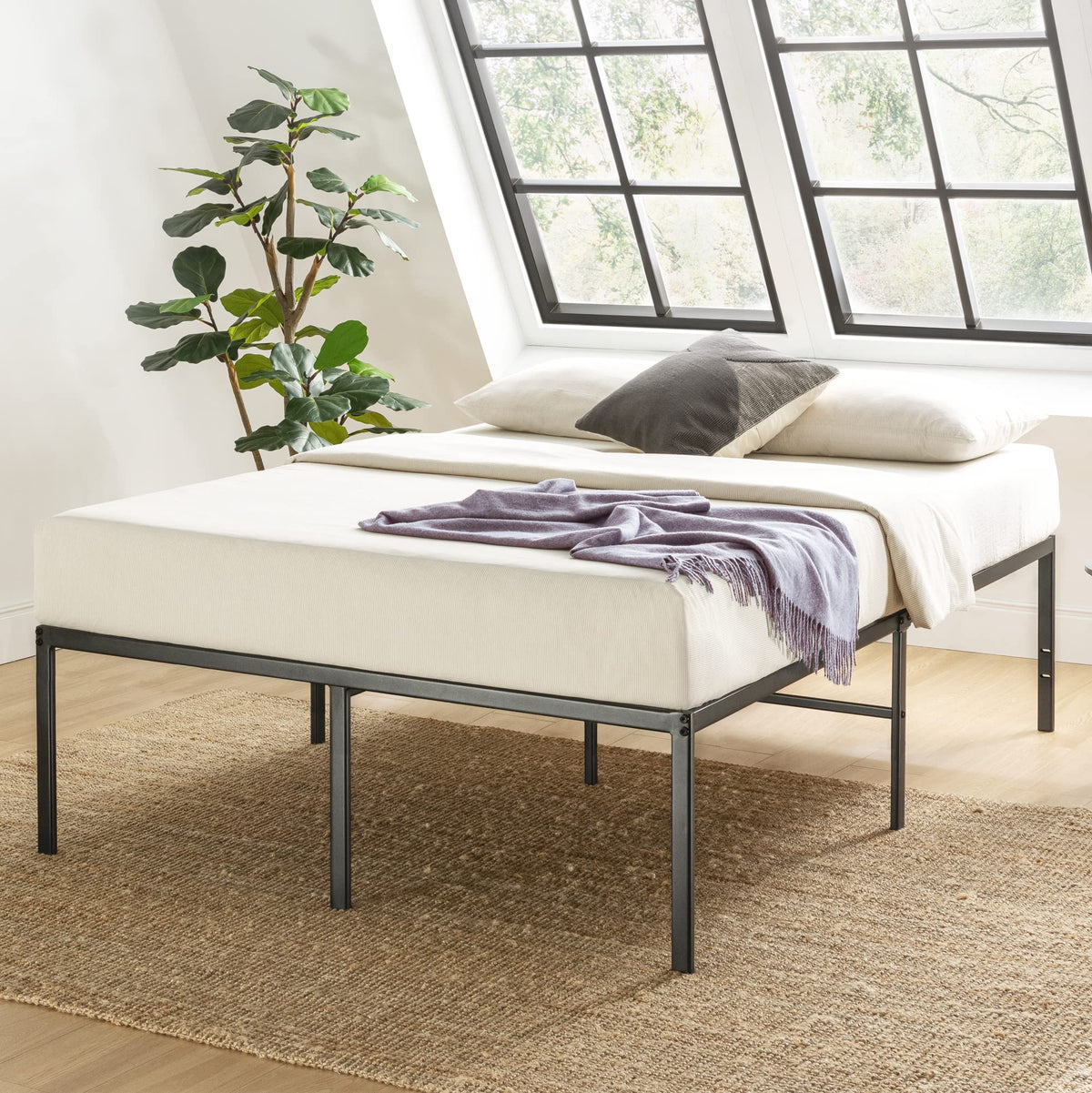 Best Price Mattress Queen Metal Wood Black 18 Inch Bed Frame