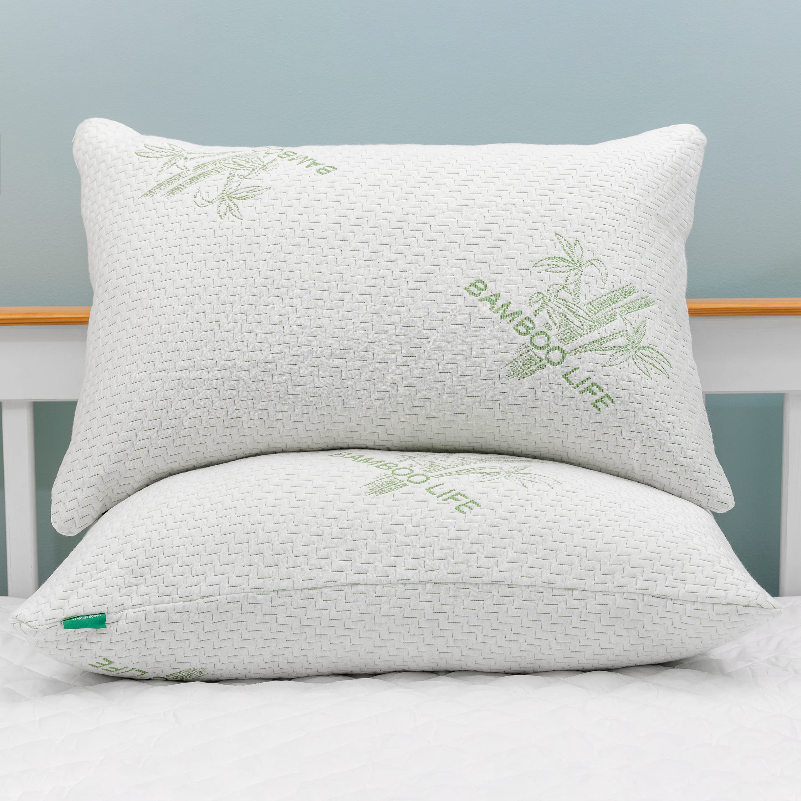 Elif Home Goods 2 Pack King Size Rayon Derived From Bamboo Pillow, Shredded Memory Foam Bed Pillows Sets For Side, Back And Stom