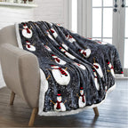 Pavilia Premium Christmas Sherpa Throw Blanket | Snowman Decoration, Fleece, Plush, Warm, Cozy Reversible Microfiber Holiday Bla