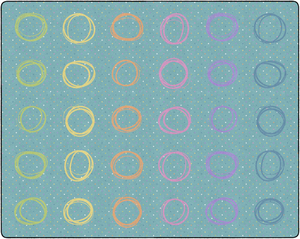 Flagship Carpets Smiley Circle Sampler Abstract Educational Area Rug for Kids Room Seating D  cor, Children's Classroom, Play Ca