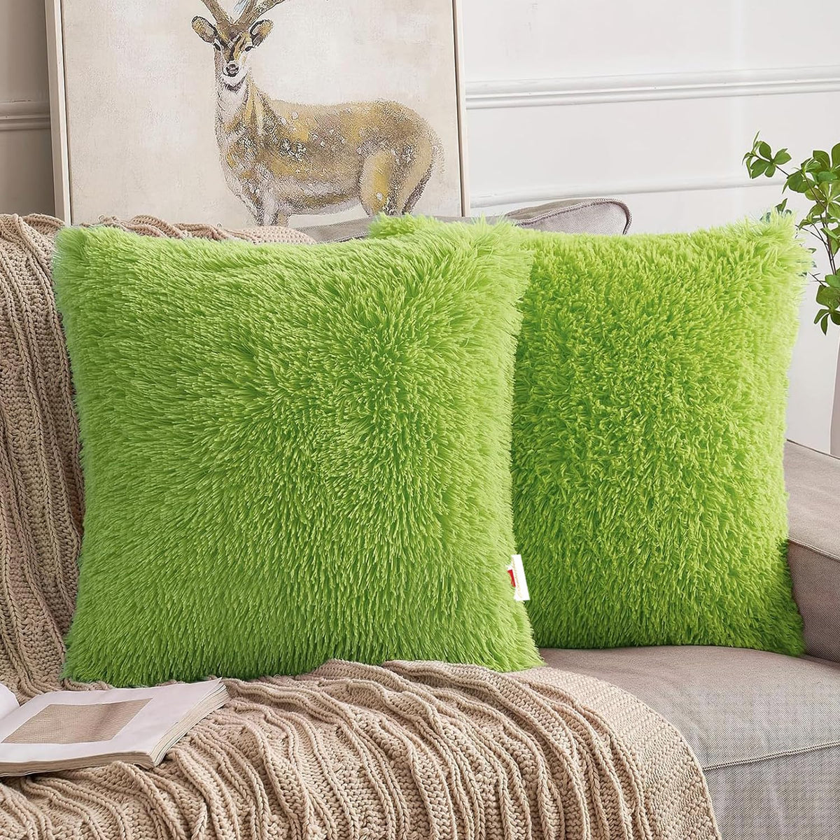 Wondershala Parrot Fur Cushion Cover Throw Pillow Cover For Sofa, Standard Medium 20X20 Inch / 50X50Cm Pillowcase Pack Of 2