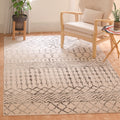 SAFAVIEH Tulum Collection Area Rug - 27 x 45, Ivory & Grey, Moroccan Boho Distressed Design, Non-Shedding & Easy Care, Ideal f