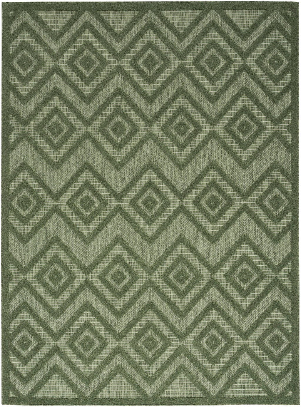 Nourison Versatile Indoor/Outdoor Green 5' X 7' Area Rug, Easy Cleaning, Non Shedding, Bed Room, Living Room, Dining Room, Backyard, Deck, Patio (5X7)